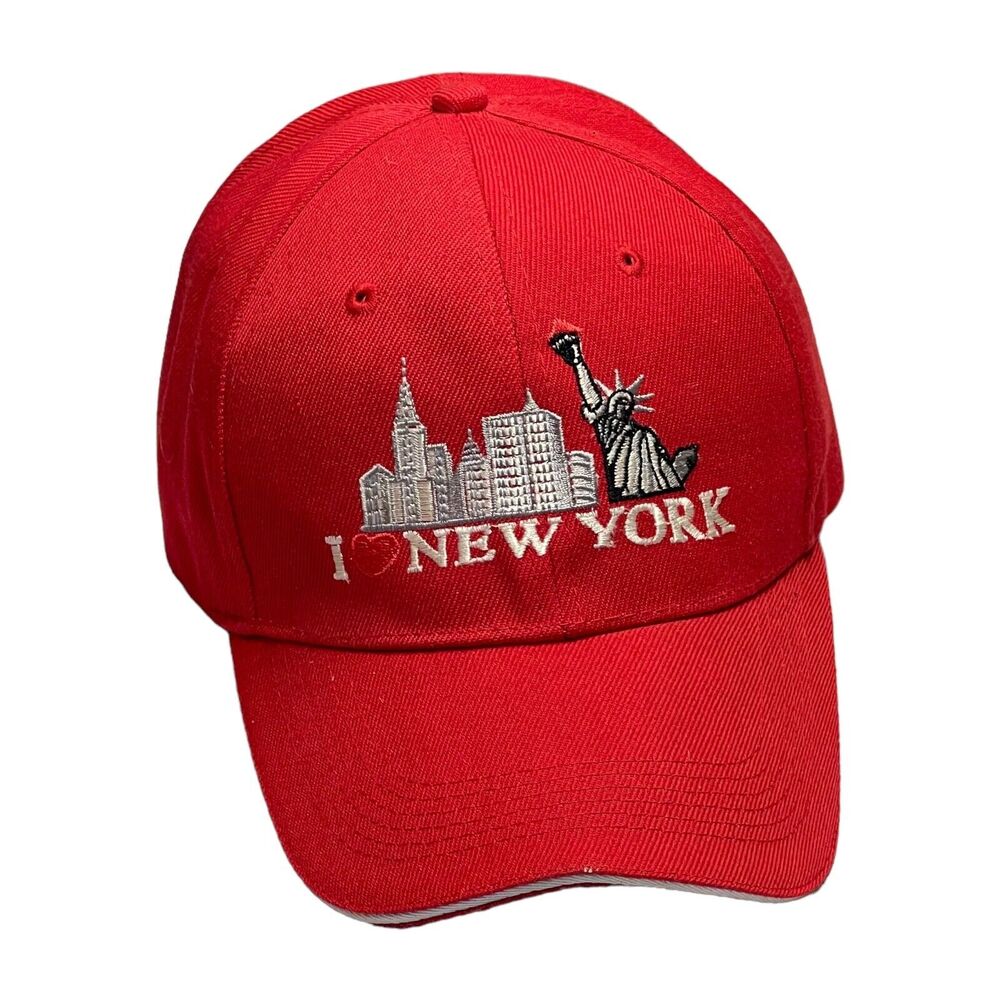I Love New York City Red Wool Unisex One Size Embroidered Baseball Hat Cap